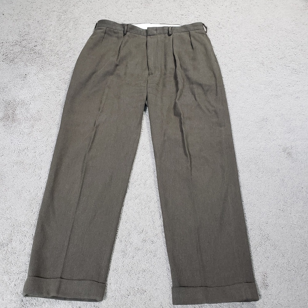 Vintage Polo Ralph Lauren Pants Mens 38x31 Pleated Cuffed Relaxed Textured Twill